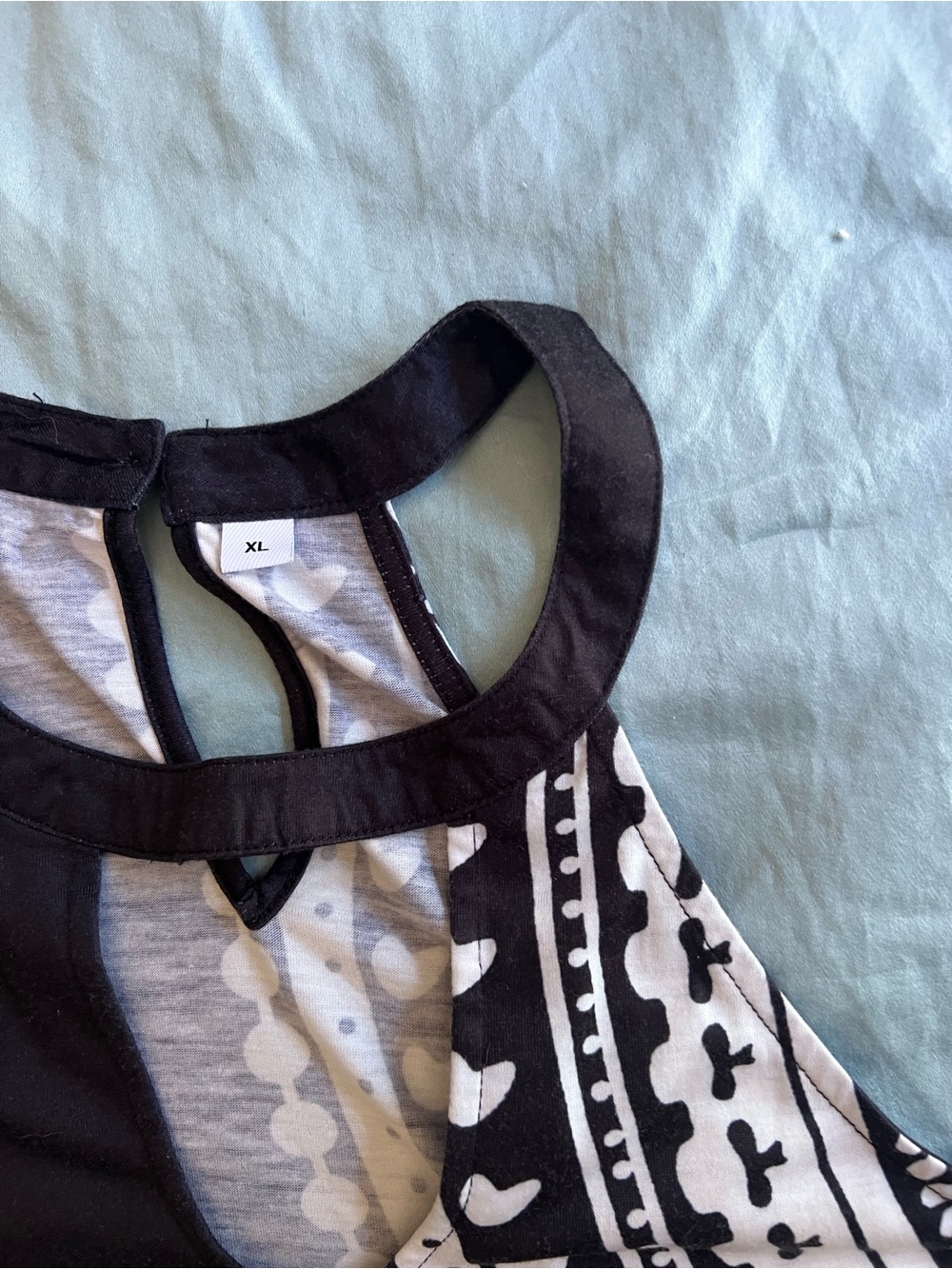 Black and White Sleeveless Printed Halter Mini-Dress, Size XL - Picture 2 of 4
